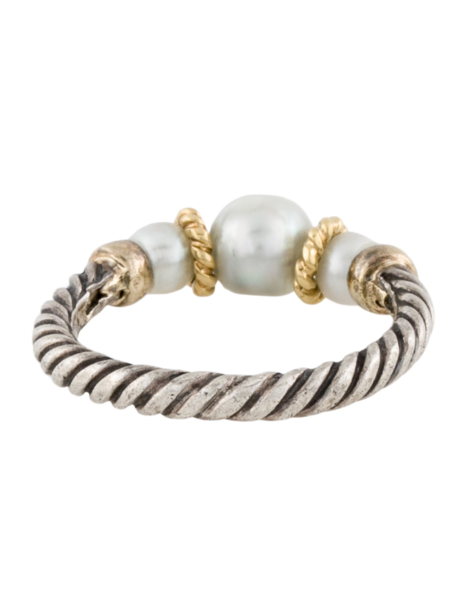 David Yurman Two-Tone Pearl Cable Band